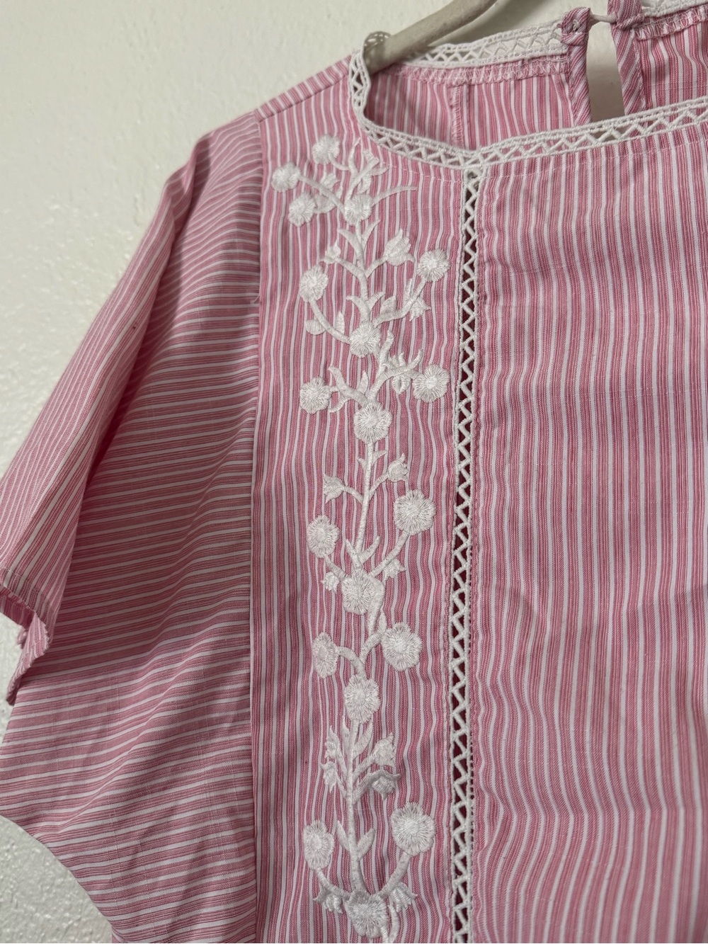 Pink Striped Embroidered Top - Picture 2 of 6